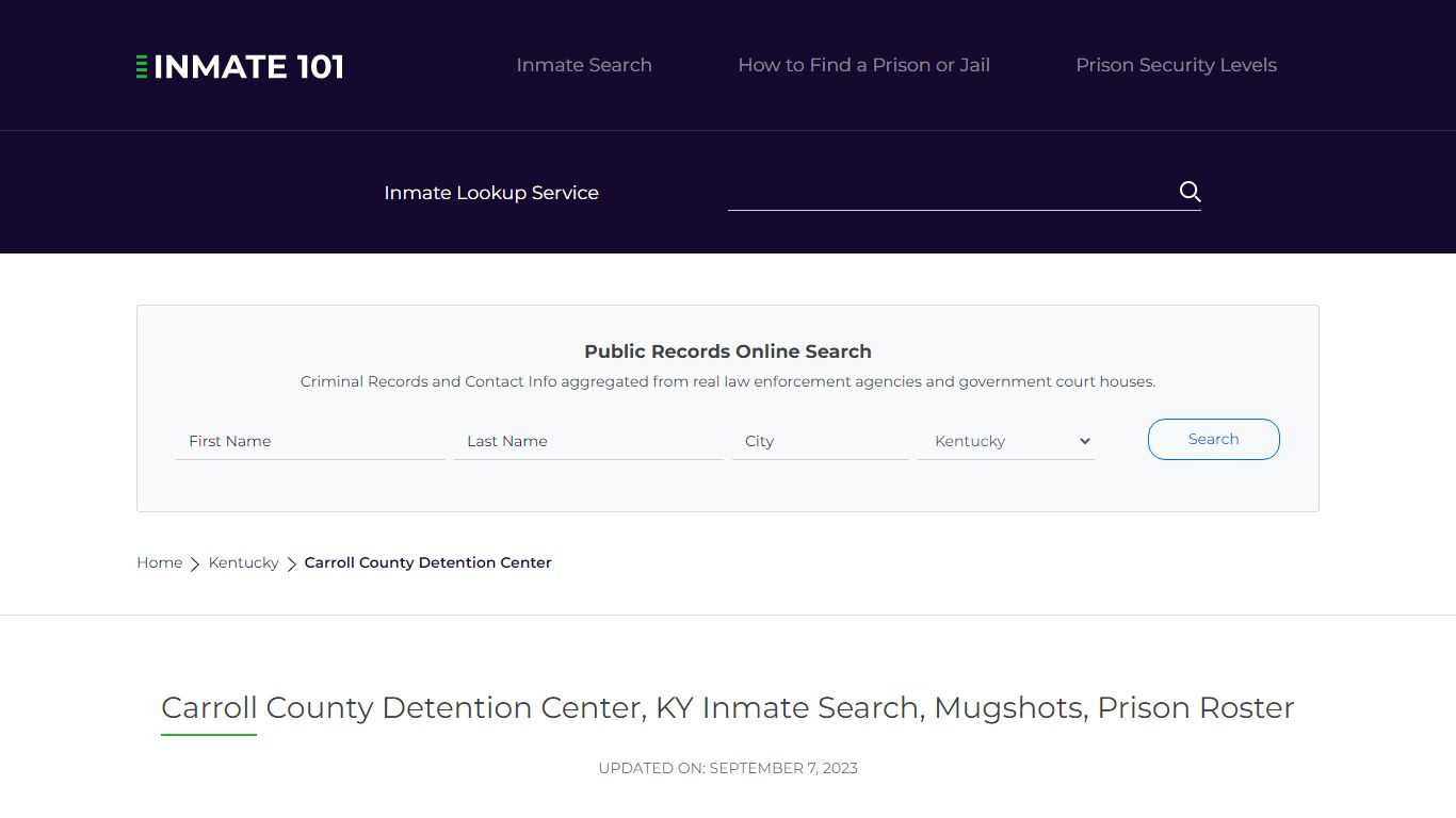 Carroll County Detention Center, KY Inmate Search, Mugshots, Prison ...